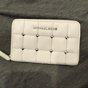 Michael Kors Light Lavender Quilted Wallet with Silver Details